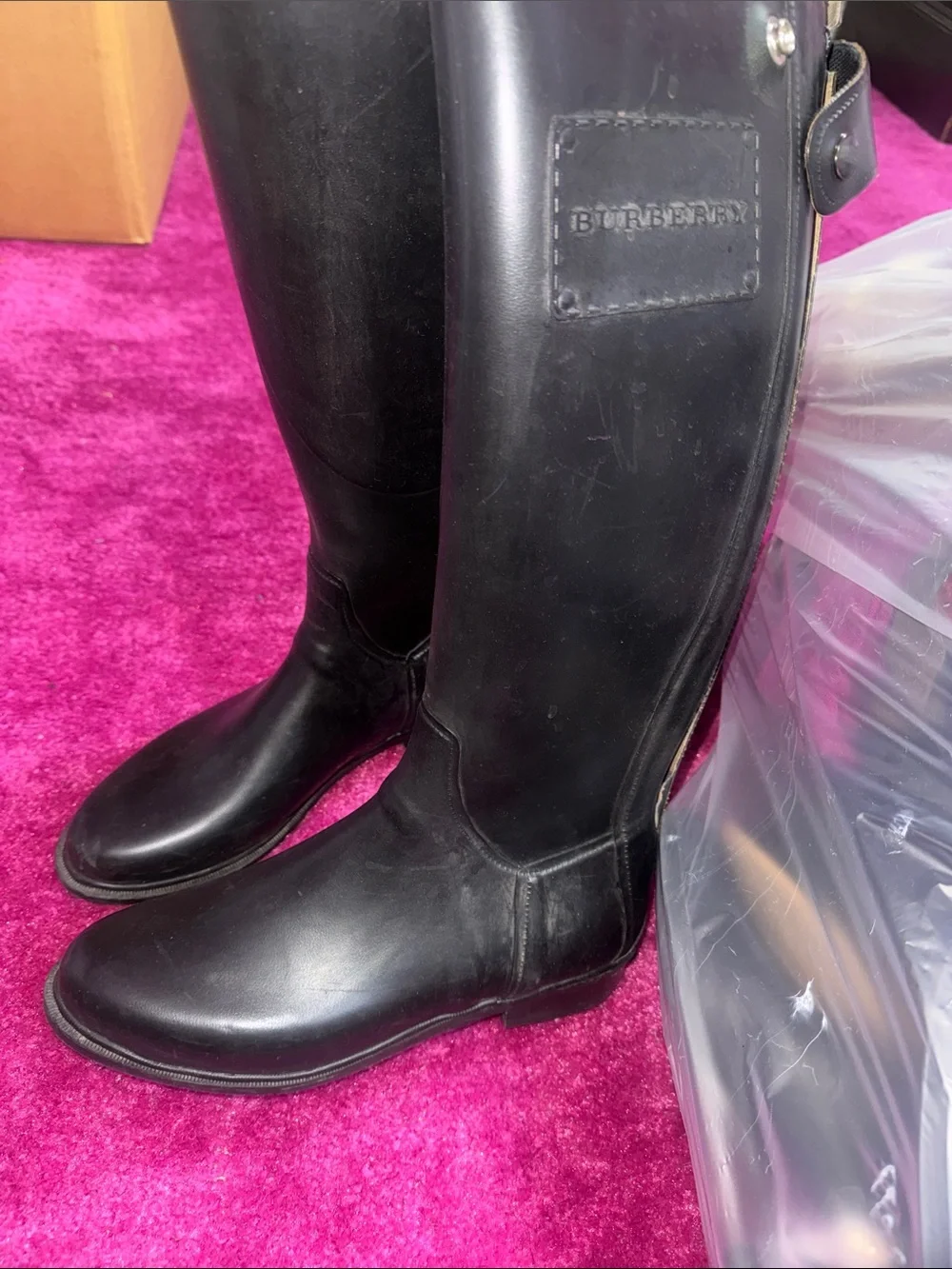 Burberry Bla l Tall Leather Riding Boots - Picture 6 of 7